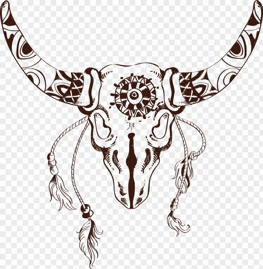 Hand-painted Cow Totem Clip Art PNG