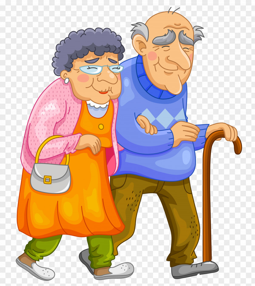 Vector Couple Old Age Cartoon Clip Art PNG