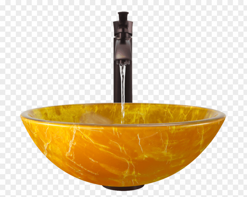 Bamboo Bowl Sink Glass Bathroom PNG