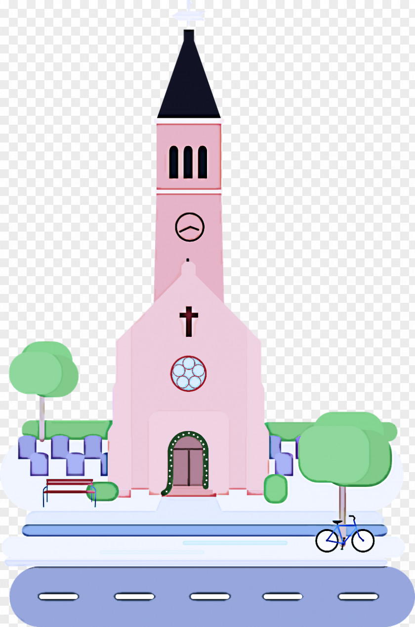 Place Of Worship Chapel Landmark Steeple Church Pink Tower PNG