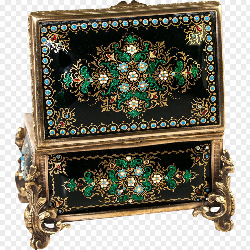 Gemstone Casket Decorative Box Vitreous Enamel PNG