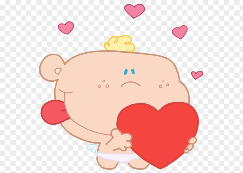 Cartoon Loves Baby Cupid Valentines Day Heart Clip Art PNG