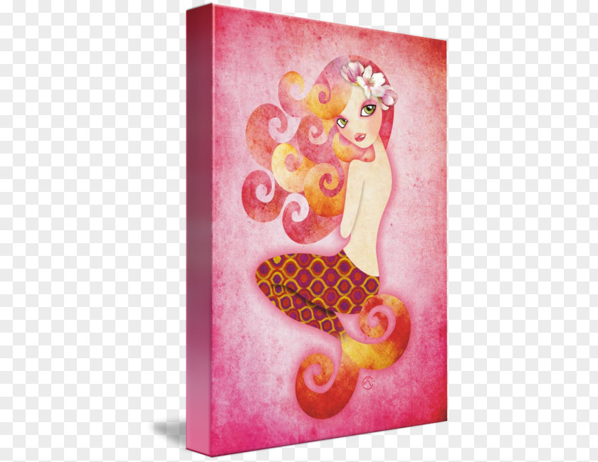 Mermaid Pink Art Canvas Print PNG