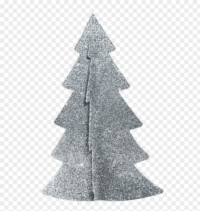 Silver Christmas Tree Fir Paper Ornament PNG