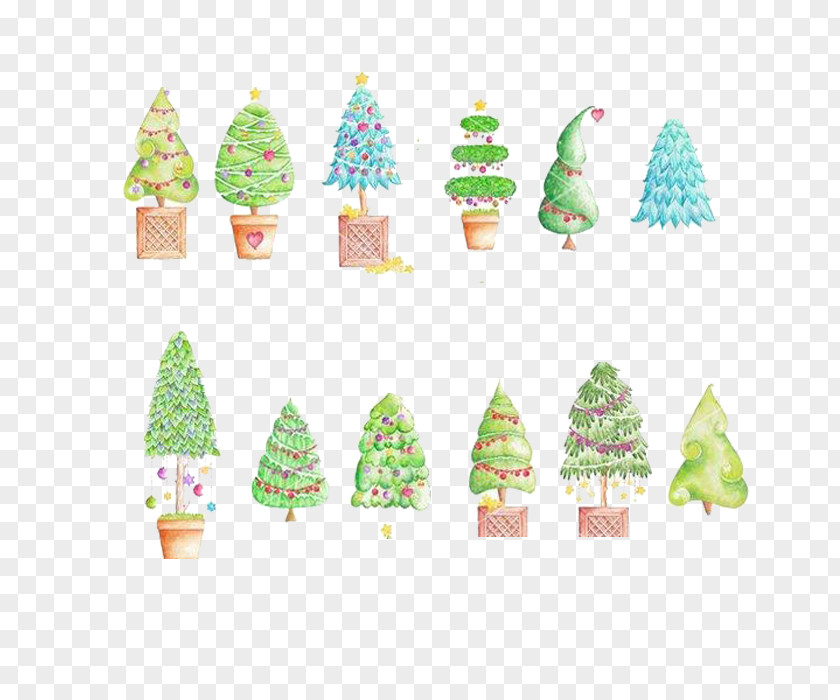 Twelve Kinds Of Material To Pull The Christmas Tree Transparent Bottom Free Transparency And Translucency PNG