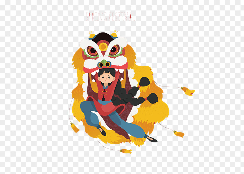 Cartoon Lion Dance Chinese New Year Dragon PNG