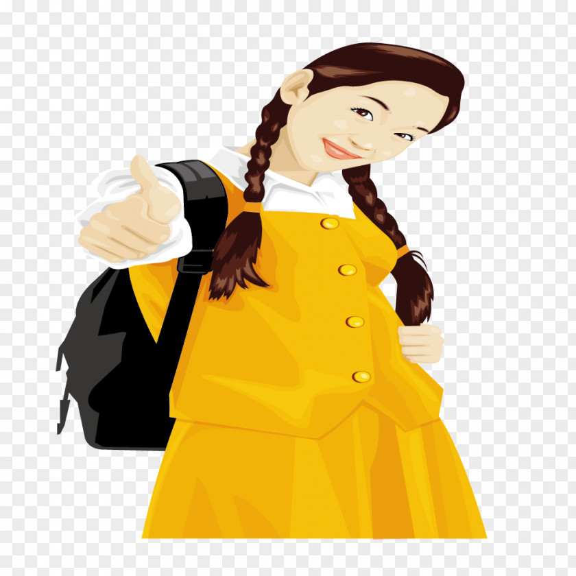 Dress Clothing Computer File PNG file, Yellow dress girl braids clipart PNG