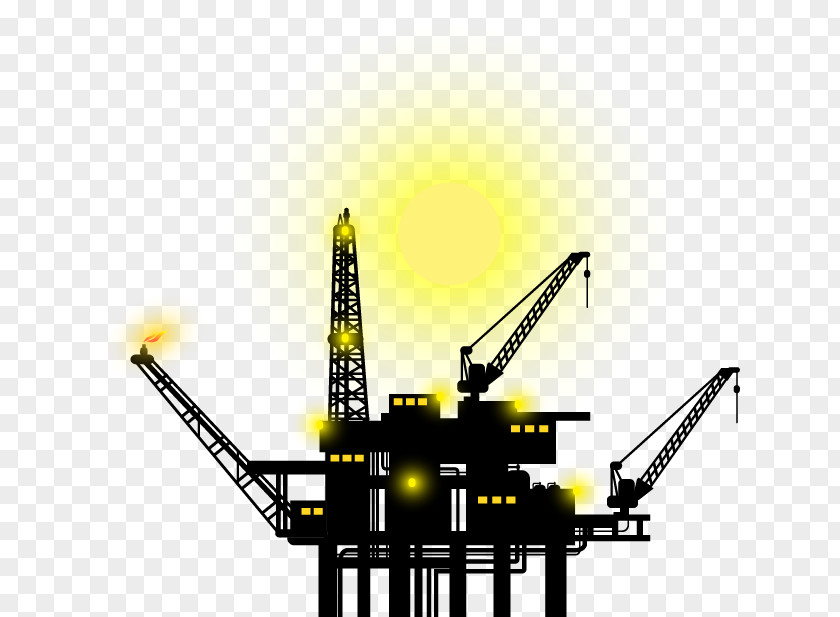 Hand-painted Offshore Oil Drilling Tools Petroleum Industry Platform Rig PNG