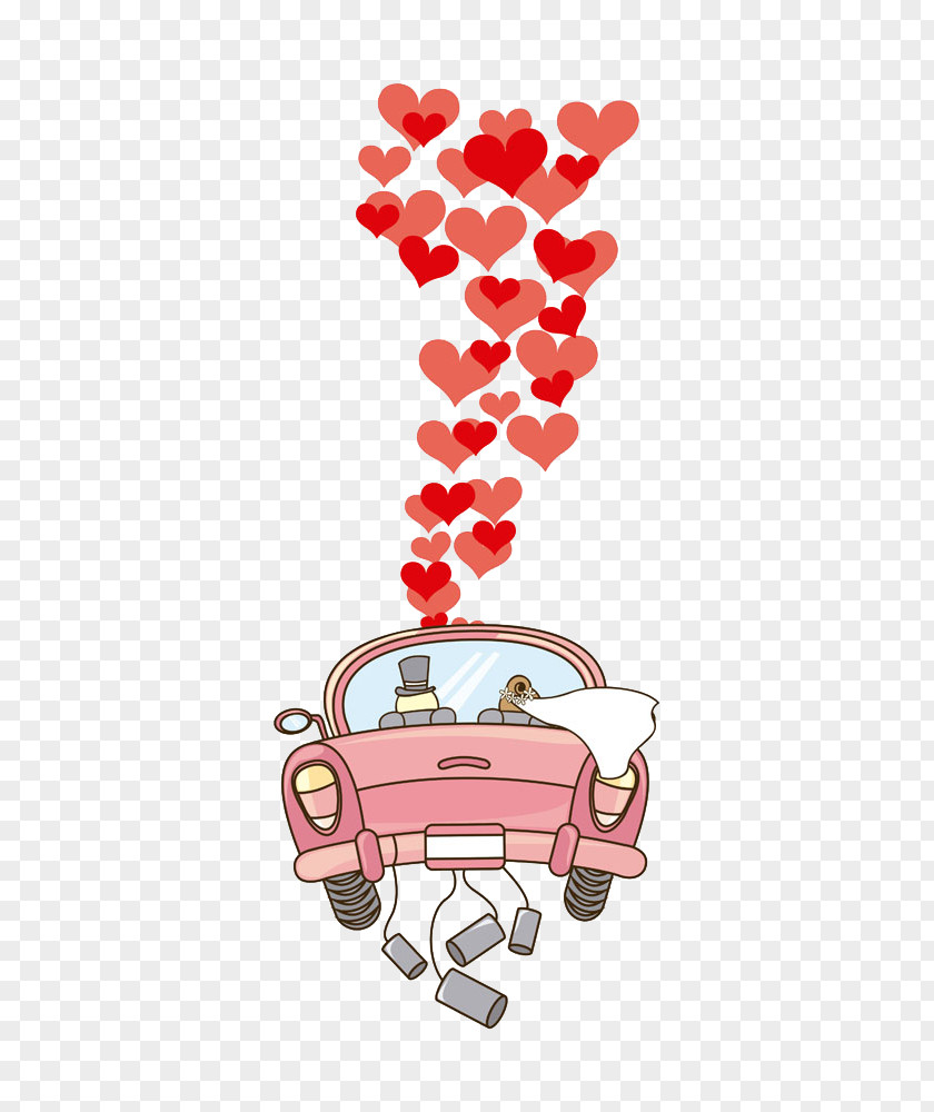 The Bride And Groom Cartoon Car Picture [ Wedding Invitation Marriage Royalty-free Clip Art PNG