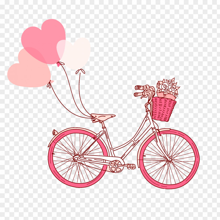 Pink Bike Illustration PNG