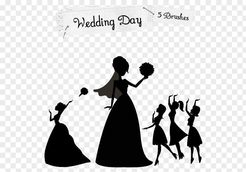 Silhouette Bride Wedding Brush Marriage Heart PNG