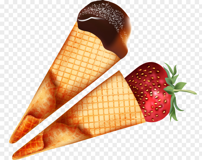 Fruit Cream Cones Ice Cone Strawberry PNG