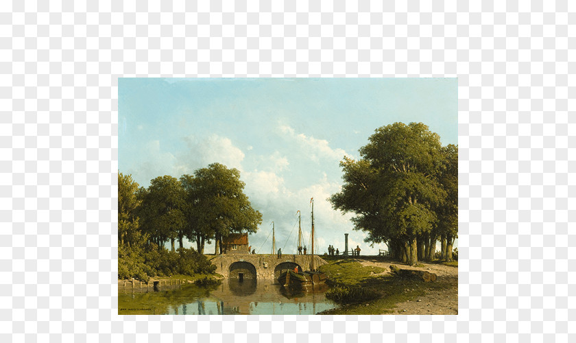 Painting Netherlands Landschap Met Sluis Landscape Art PNG