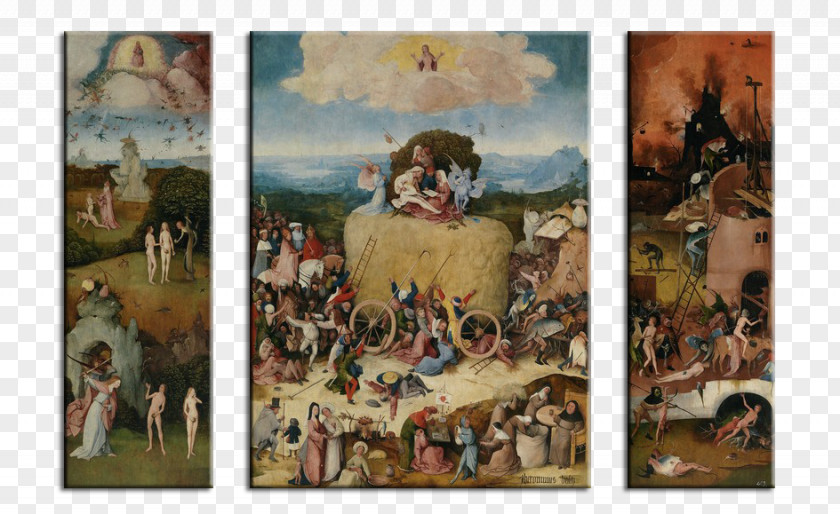 Painting The Haywain Triptych Garden Of Earthly Delights Noordbrabants Museum Christ Carrying Cross Hay Wain PNG