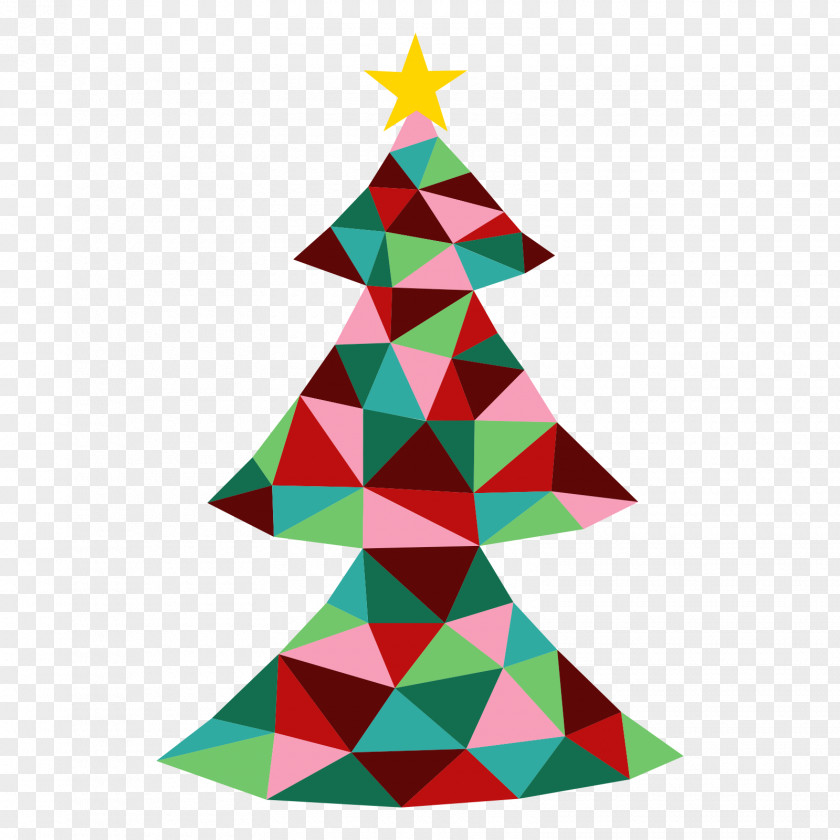 Christmas Tree Triangle Mosaic Background PNG