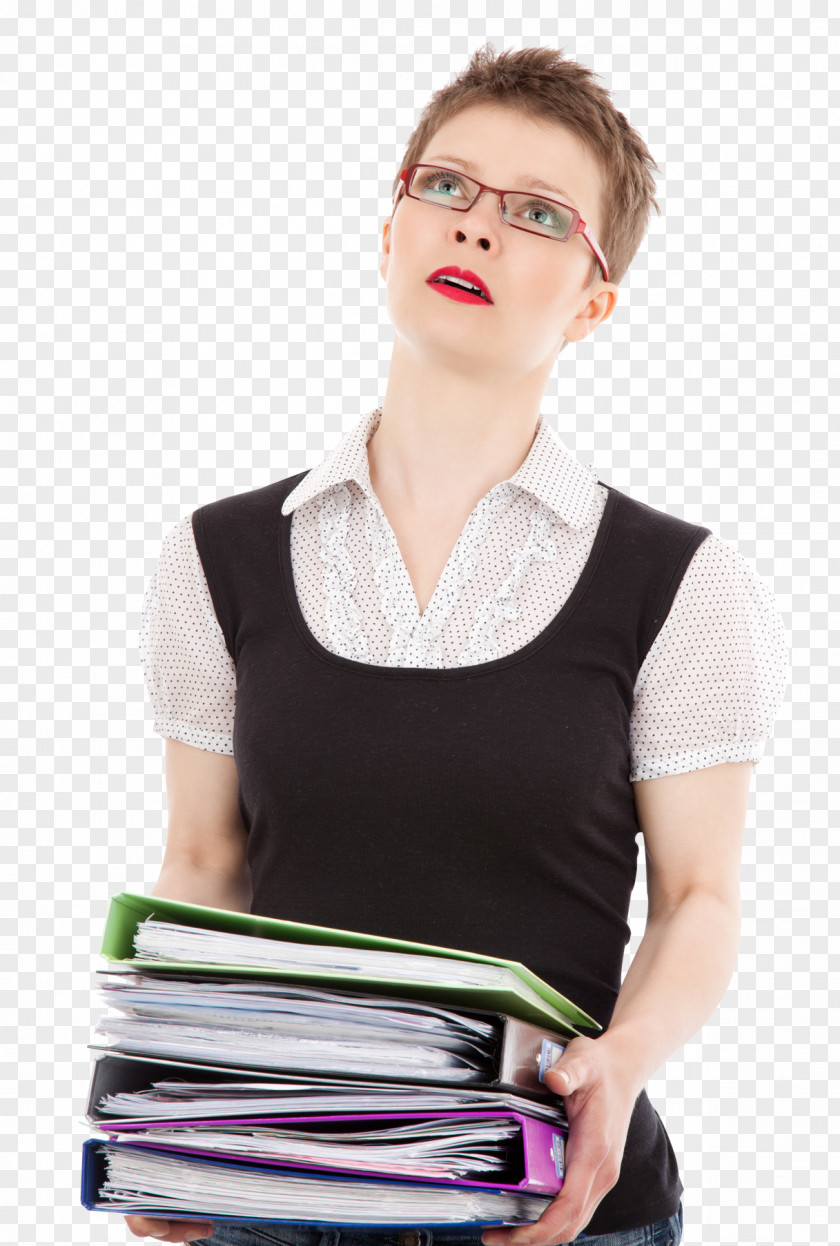 Female Office Worker Carrying A Stack Of Files Business Lead Management Generation Service PNG