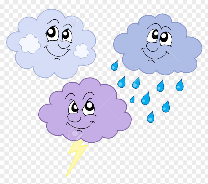 Hand-painted Weather Cloud Rain Storm Clip Art PNG