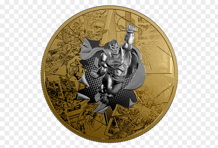 Superman Canada Silver Coin Gold Plating PNG