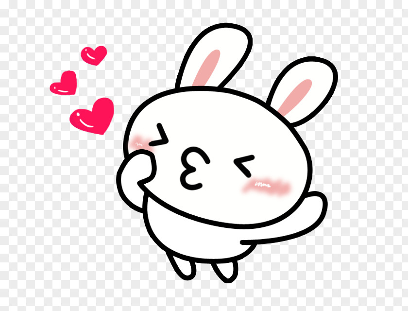 Cartoon White Rabbit Kiss PNG