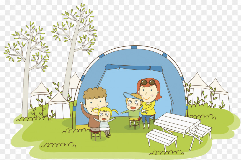 Tent Time Camping Illustration PNG