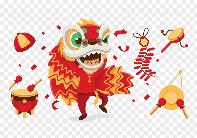 Lion Dance Dragon Chinese New Year PNG