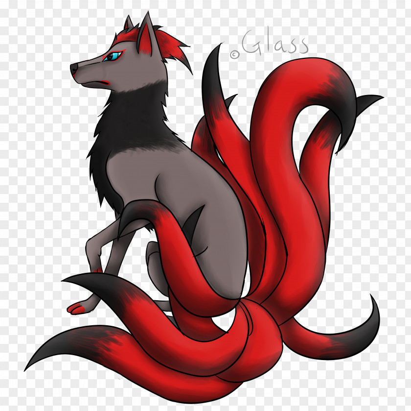 Nine Tails Dragon Canidae Dog Cartoon PNG