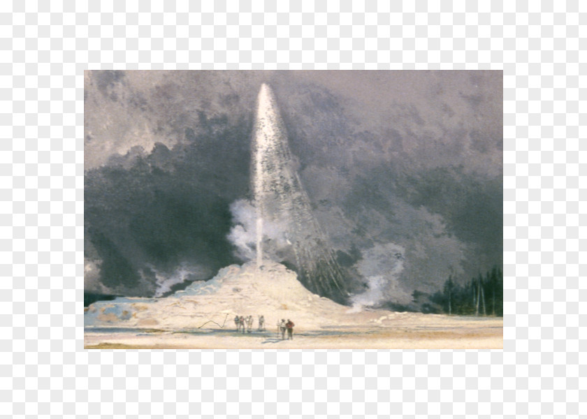 Painting Castle Geyser Grand Prismatic Spring Norris Basin Yellowstone Caldera PNG