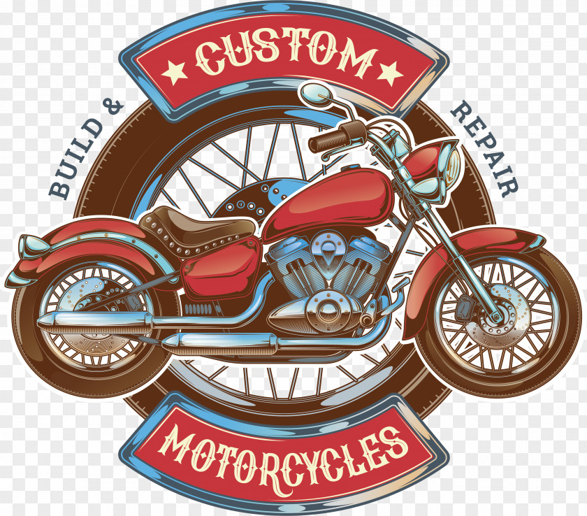 Red Retro Motorcycle Car Scooter Logo PNG
