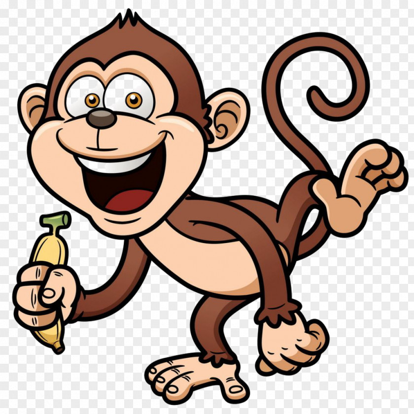 Banana Monkey Cartoon Clip Art PNG
