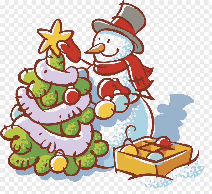 Christmas Snowman Decoration Tree Cartoon PNG