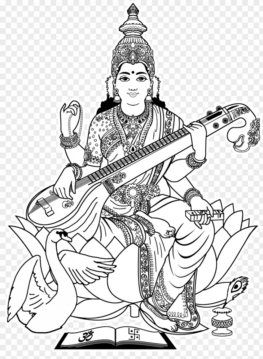 Sarawati Shiva Ganesha Saraswati Drawing Coloring Book PNG