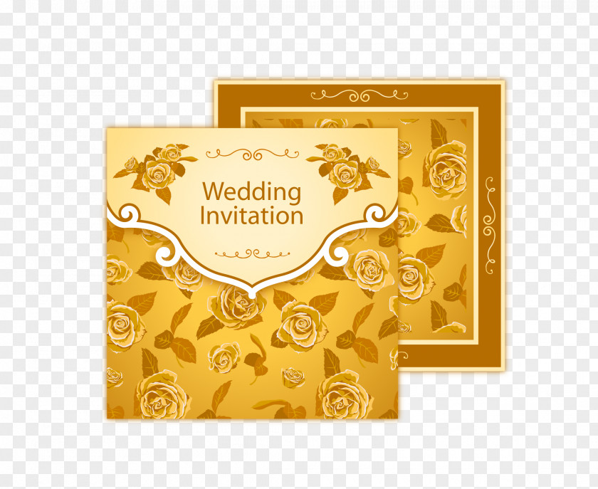 Vector Gold Honor Certificate Award Wedding Invitation Euclidean Convite PNG