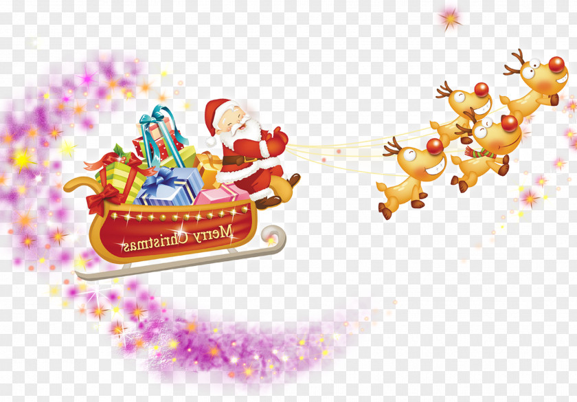 Santa Claus Driving Car Color Deer Gifts Pattern Reindeer Christmas PNG