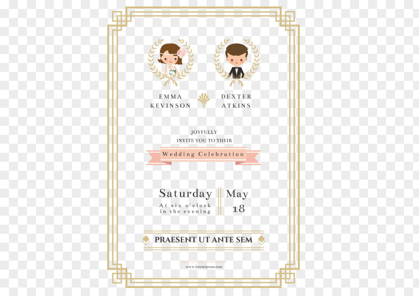 The Bride And Groom Wedding Invitation Vector Paper Marriage PNG