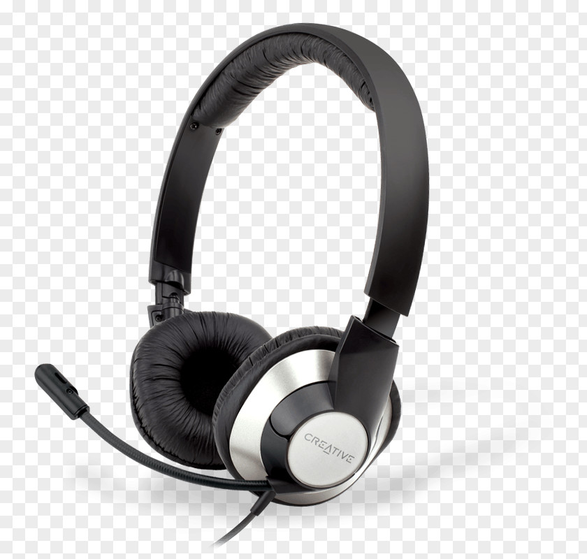 HeadsetFull SizeSilver, Black Creative Labs HeadphonesMicrophone Advertising Microphone ChatMax HS-720 PNG