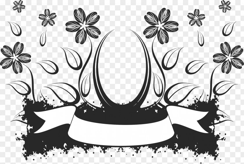 Floral Vector Flower Black And White Clip Art PNG