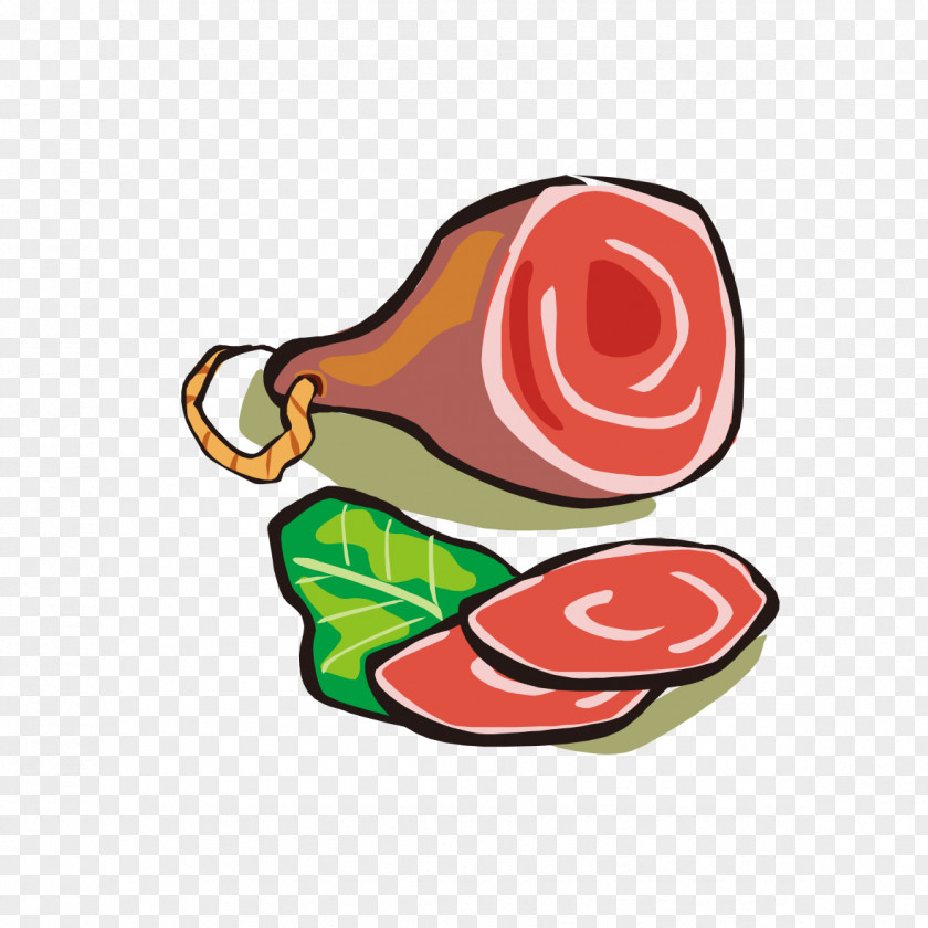 Hand-painted Pattern Ham Delicatessen Meat Food Clip Art PNG