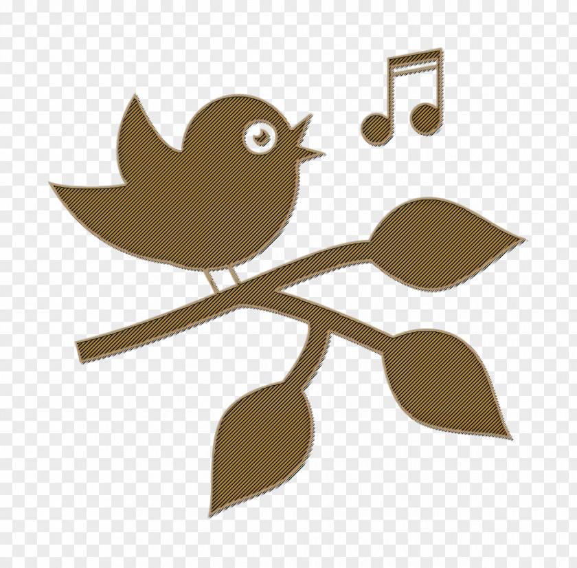 Bird Icon Animals Singing On A Branch With Leaves PNG