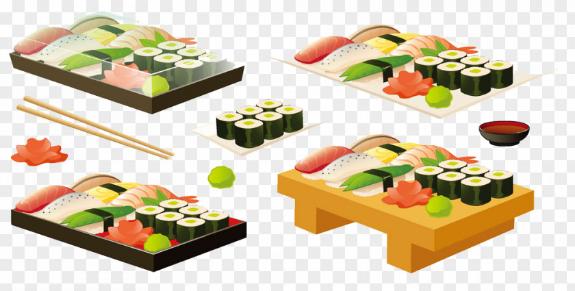 Delicious Sushi Set Japanese Cuisine Sashimi Seafood PNG