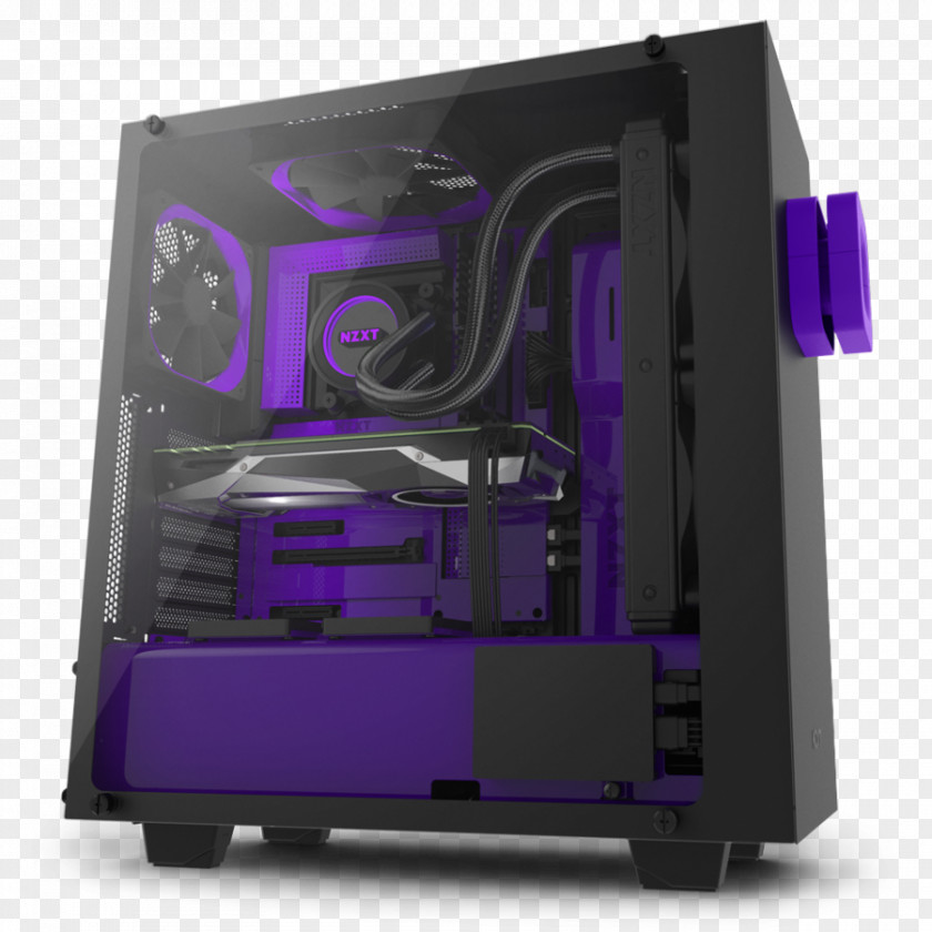Purple PC Build Computer Cases & Housings NZXT Elite Case S340 Mid Tower ATX PNG