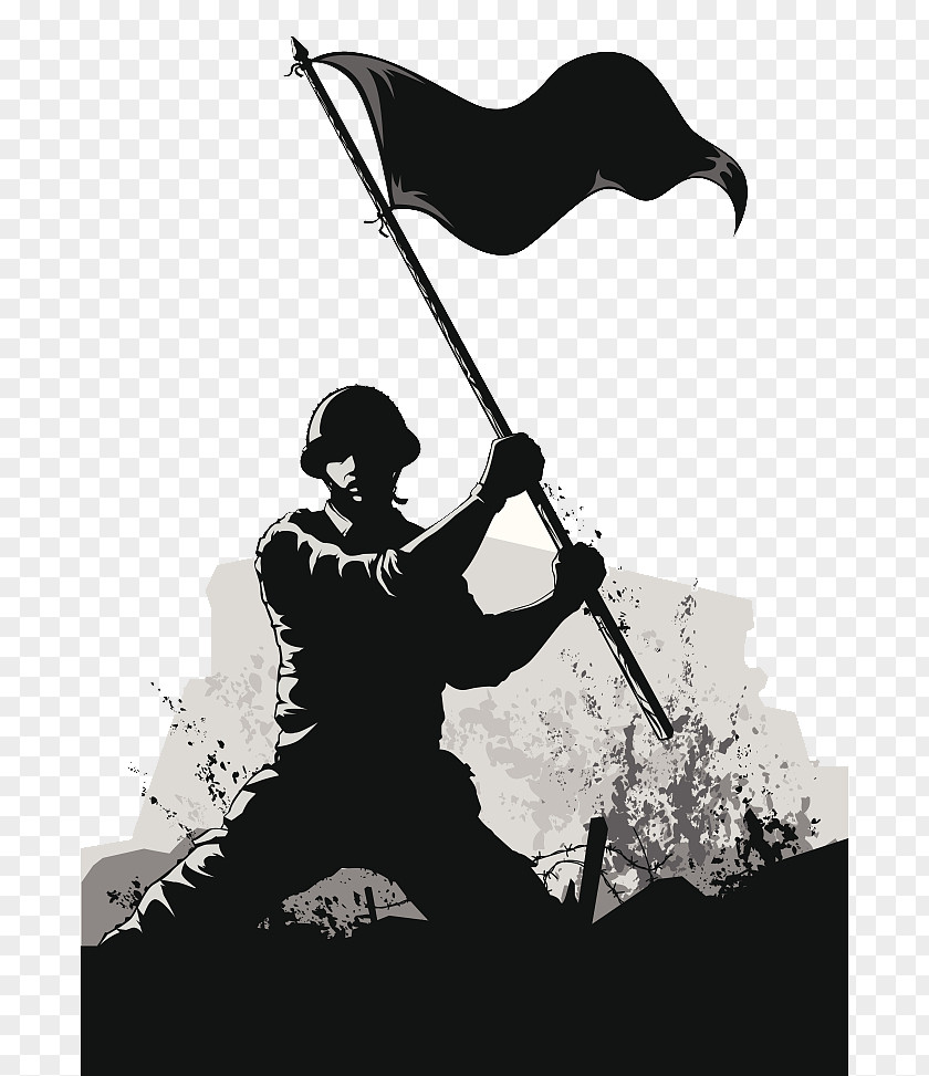 Army PPT Soldier Black And White Silhouette Illustration Euclidean Vector PNG