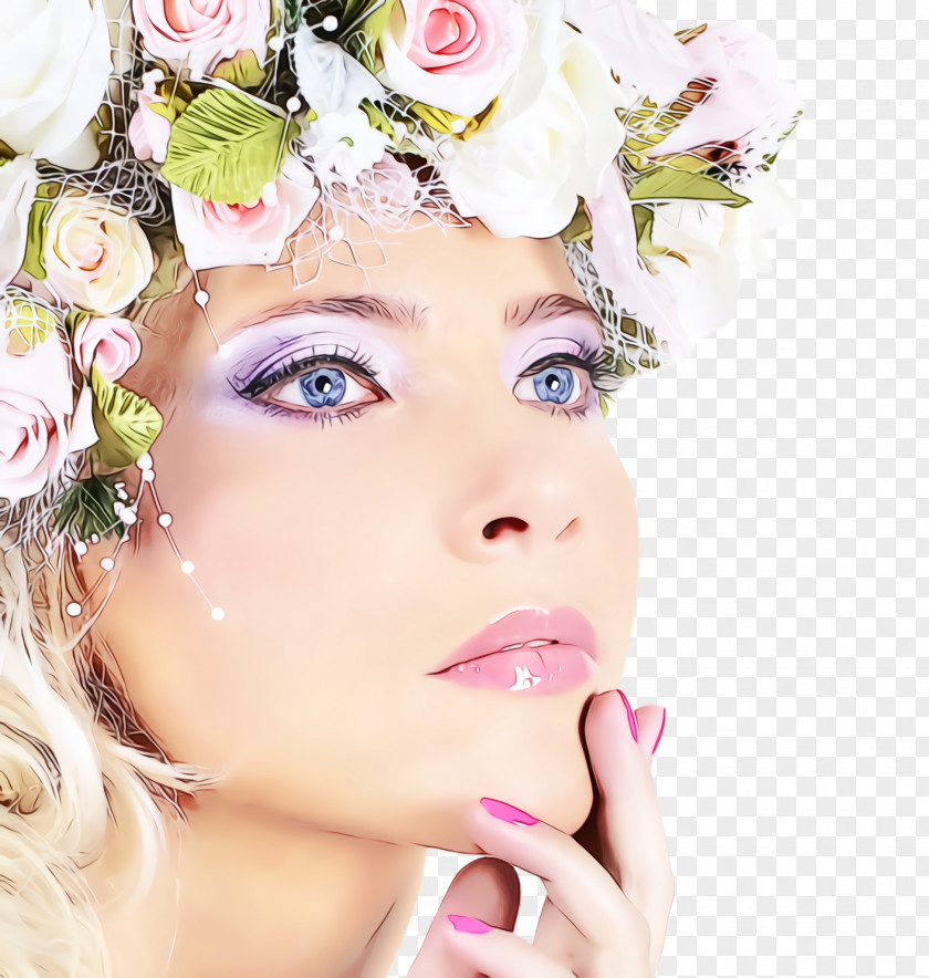 Headpiece Cheek Face Skin Hair Beauty Pink PNG