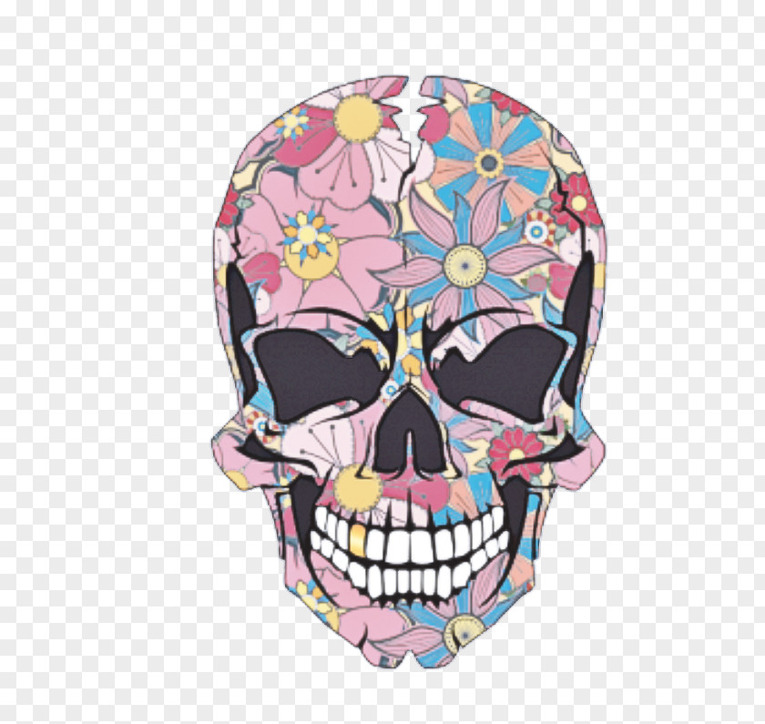 Skull Bone Head Pink Pattern PNG
