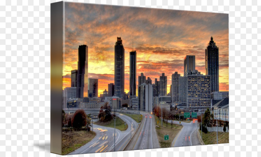Watercolor Skyline Downtown Atlanta Realty Night Before Dawn Imagekind PNG