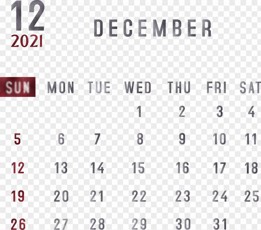 December 2021 Calendar Printable Monthly PNG