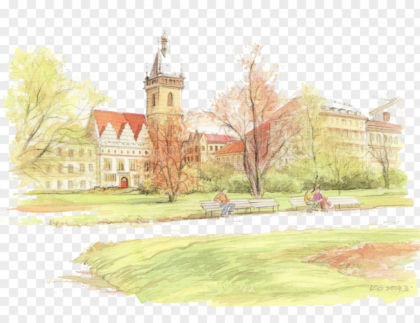 Park Watercolor Painting Illustration PNG