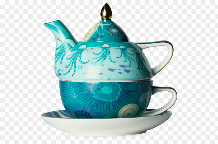 Under Sea Teapot Saucer Teaware T2 PNG