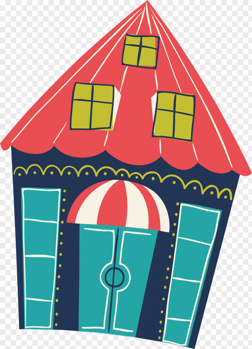 Colorful Cartoon Cabin Illustration PNG