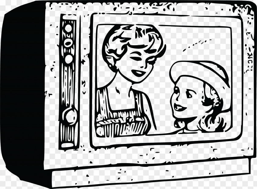 Retro Tv Television Black And White Clip Art PNG