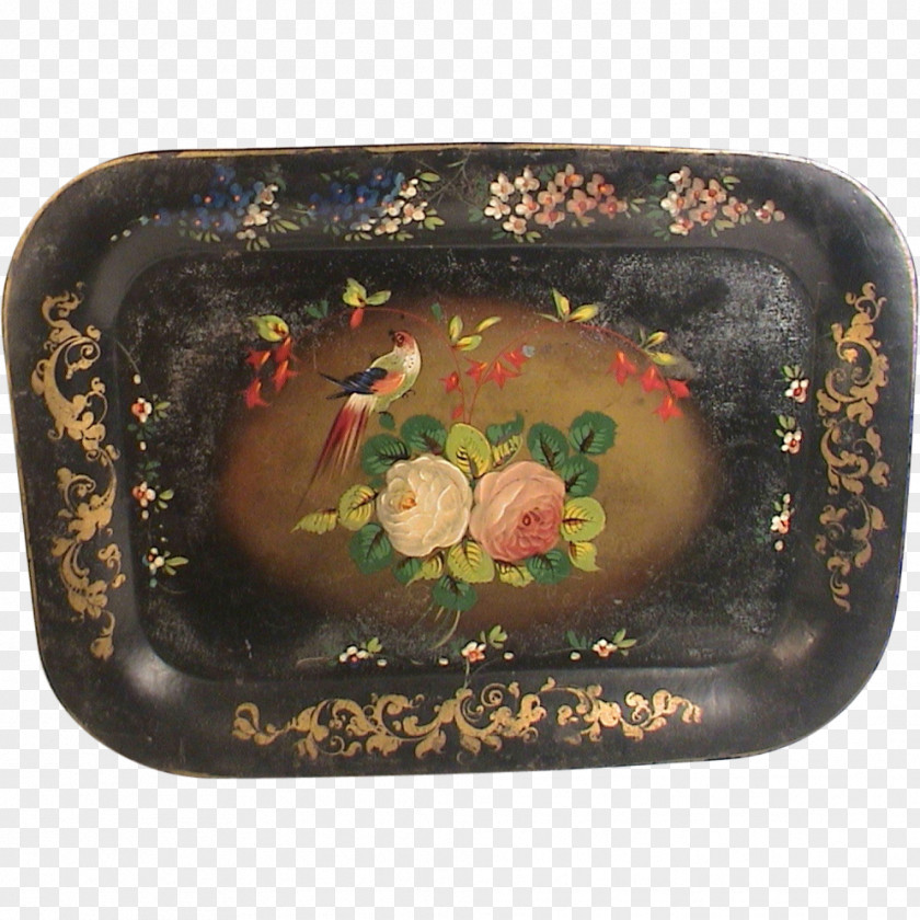 Hand Painted Bird Platter Tray Rectangle Tableware PNG
